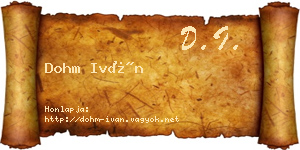 Dohm Iván névjegykártya